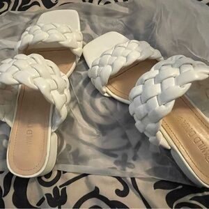White braided sandals ladies 5.5
